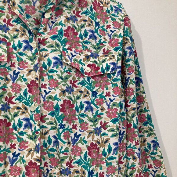 Charter Petite Womens Vintage Size 6 Long Sleeve Floral Dress Collar Polyester - Picture 6 of 13